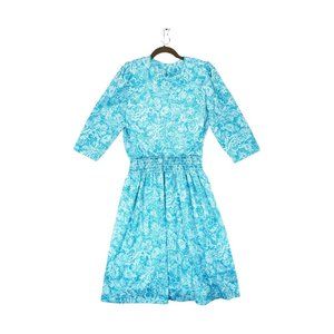 Vintage California Looks Polyster Chiffon‎ Secretary Shirtwaist Dress 14 Floral